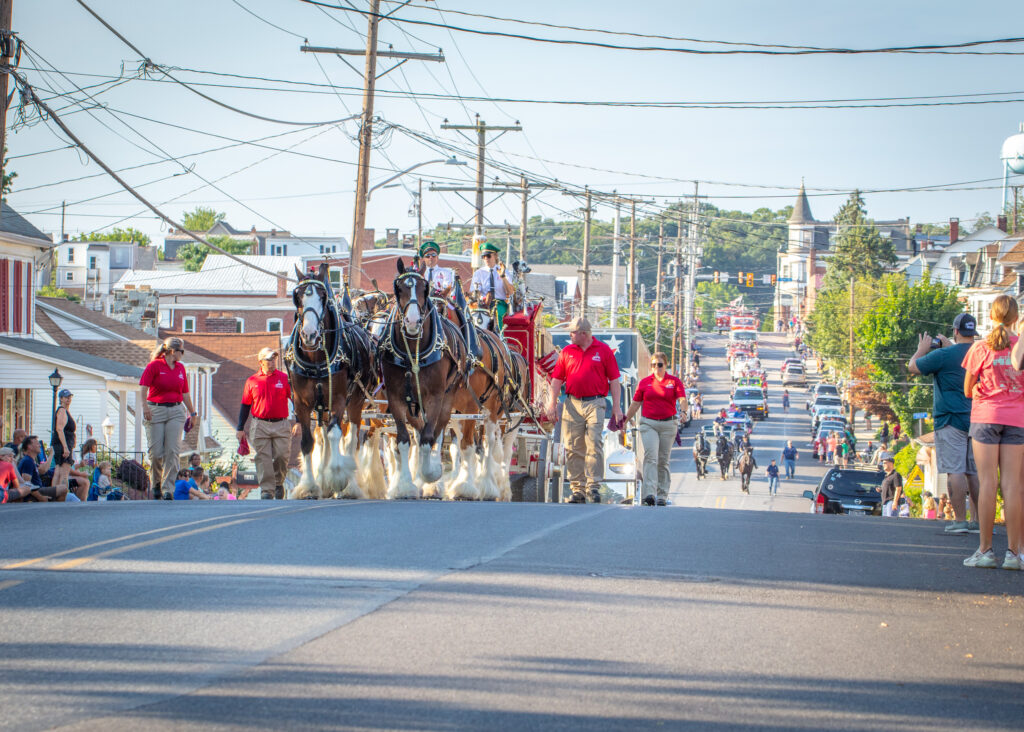 Veterans and First Responders Parade. Dallastown, PA. Budweiser Clydesdales. June 28, 2024. Photo credit: Marc Laucks.